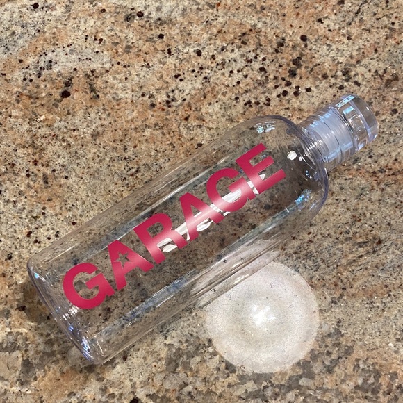Garage BRAND NEW Transparent Water Bottle with Pink Logo - Picture 1 of 4